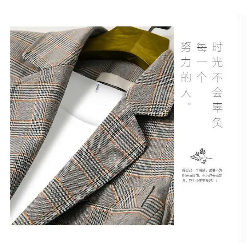 Винтажный двубортный клетчатый женский блейзер с карманами, женские ретро-костюмы, пальто, женские блейзеры, верхняя одежда высокого качества