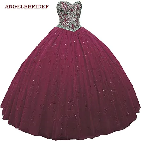 ANGELSBRIDEP Sweetheart Ball Gown Quinceanera Dresses Vestidos De 15 Anos Fashional Sparkly Crystal Beaded Birthday Party Gowns
