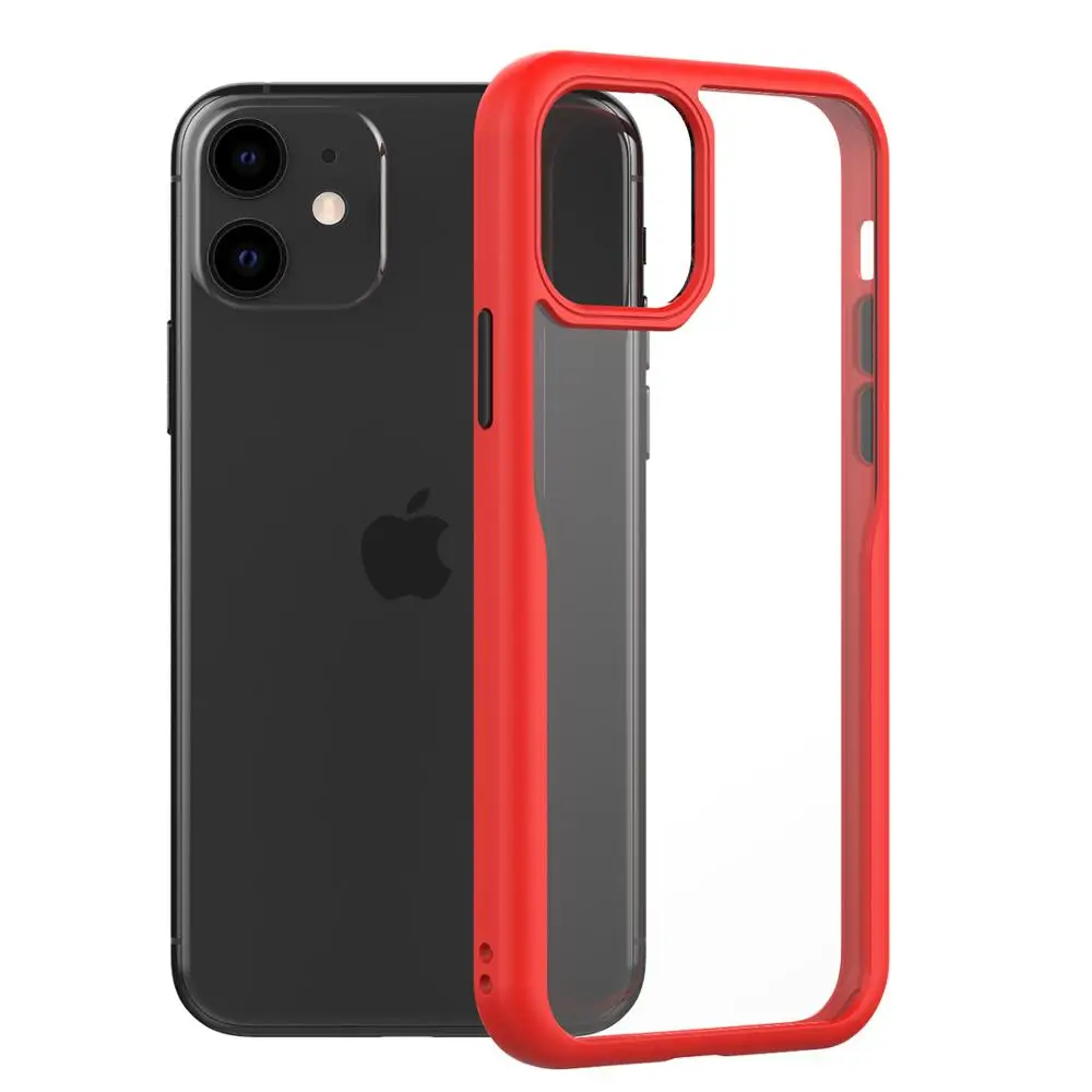 Ультратонкий Прозрачный чехол для iPhone 11 PC задняя панель TPU рамка устойчивый к царапинам чехол Защитный чехол для iPhone 11 6,1 дюймов - Цвет: red