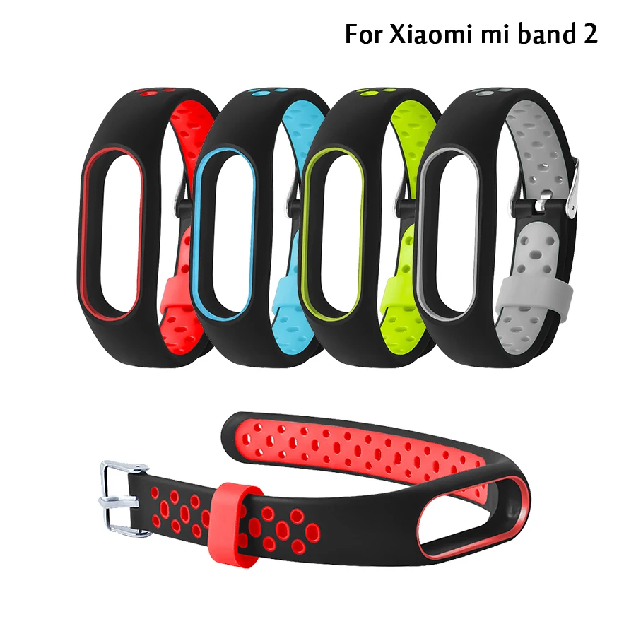 Ремешок для смарт-часов Xiaomi Mi Band 2 силиконовый двухцветный | Наручные часы