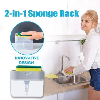 

2-in-1Sponge Rack Soap Dispenser Soap Dispenser And Sponge Caddy space INNOVATIVE DESIGN HIGH QUALITY LONG LASTING Drop shipping