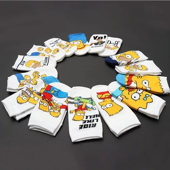 

2020 New Arrival 14 styles Cartoon Simpsons family novelty cute Couples socks women Combed Cotton Funny happy men's short socks