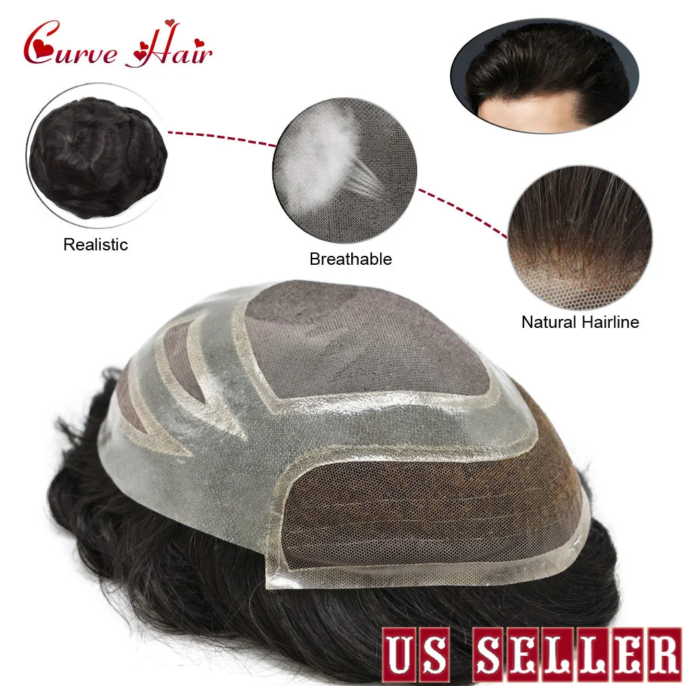 

Custom Toupee FPM Model 8*6" Length*Width 100% Density 3# Dark Brown