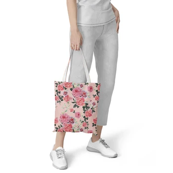 

Fashion Printed Canvas Bag Women Girls Simple Large Capacity Storage Handbag Shoulder Bag Tote Reusable Shopping Bag