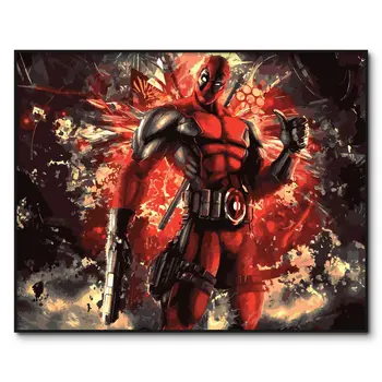 

Deadpool Acrylic Paint by number kits DIY coloring pictures by numbers with colors picture drawing painting by number