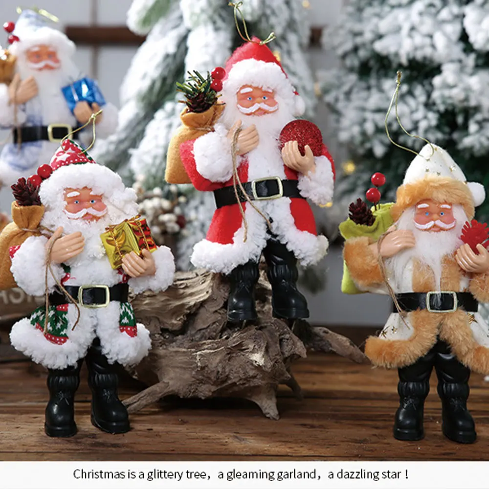 20 см рождественские украшения Смола Санта Клаус украшения стоячие маленькие куклы подвеска с героем аниме Рождественский подарок