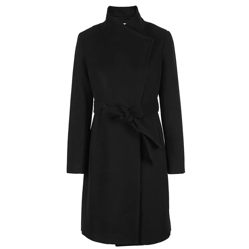 Женское шерстяное пальто средней длины на шнуровке | 418427523