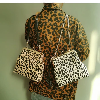 

Fashion Leopard Print Bag Metal Woman Clip Bags Chain Shoulder Bag Mini Crossbody Messenger Bags Bolsa de hombro