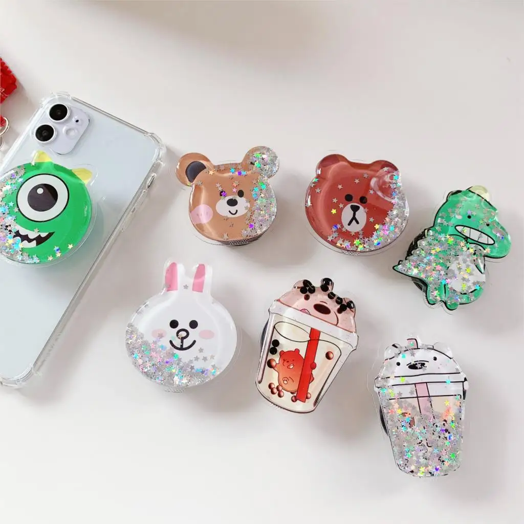 Universal Mobile Phone Bracket Holder Glitter Quicksand Expanding Grip Ring Holder For iPhone X XS MAX XR 8 7 6 6s Plus