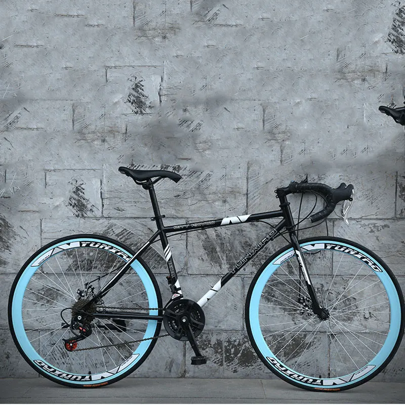 Дорожный велосипед с переменной скоростью, изогнутая фиксированная шестерня, двойные дисковые тормоза для мужчин и женщин, студенческий разбитый ветряной велосипед