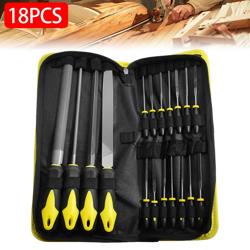

18Pcs 100mm/200mm Steel File Finishing Files Metal Files Rasp For Shaping Wood Tool Hand Woodworking File Repair Tool with Bag