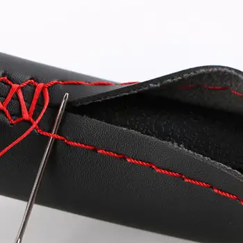 

New 37/38CM DIY Car Steering Wheel Cover Soft Leather Braid On The Steering-wheel Of Car Interior Accessorie Needle Thread TSLM2
