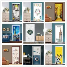 Мультяшные наклейки на дверь Mary, ПВХ, водонепроницаемые, 3D, домашний декор, наклейка, самоклеющиеся обои на двери, сделай сам, домашний дизайн, Фреска для спальни