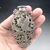 OLD CHINESE TIBETAN SILVER SNUFF BOTTLE HANDMADE HOLLOW EAGLE Parrot sachet 3