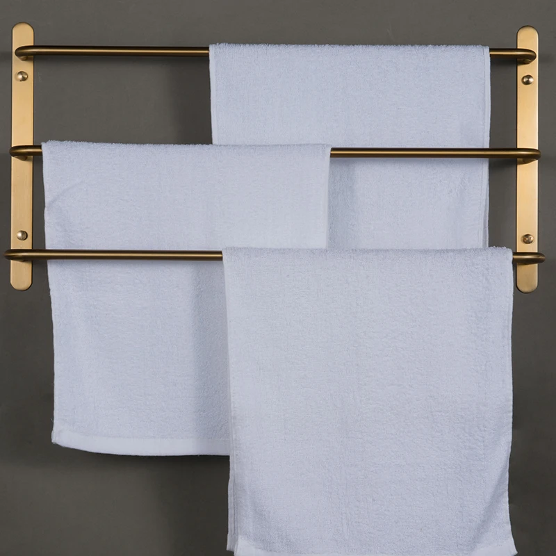 

Towel Rack Bathroom Wall Mount 45CM 304 Stainless Steel Brushed Gold Multilayer Stagger Three Towel Bars Bathroom Accessories