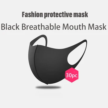 

Fast Shipping Reusable Washable Breathing Dustproof Anti Haze Pollution Black Face Mouth Mask Adult 30pc