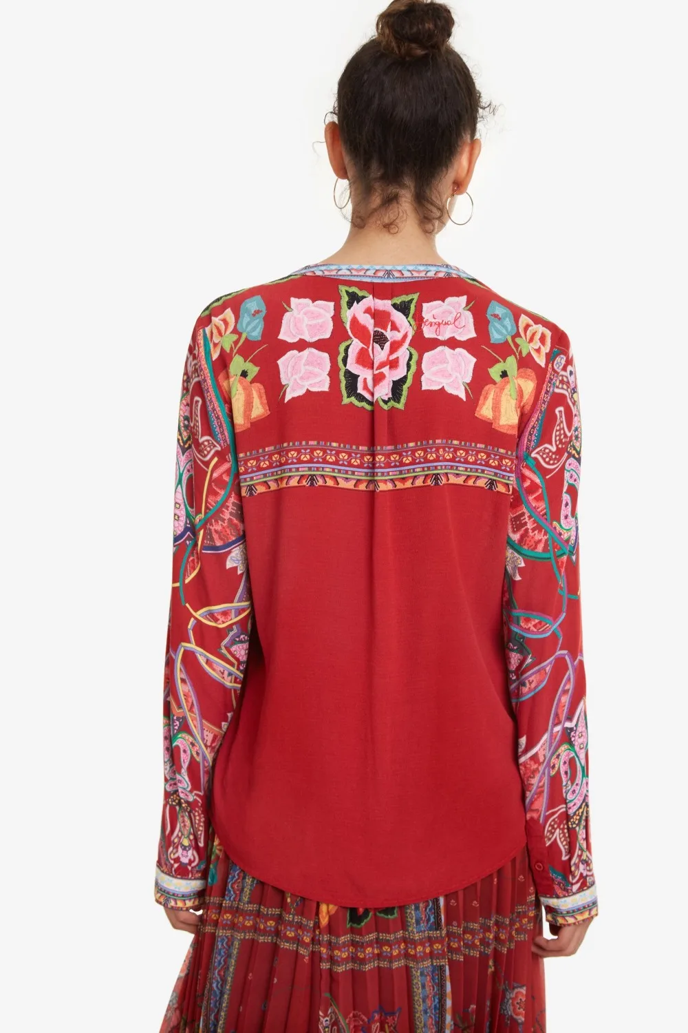Испанский Стиль Красный v-образным вырезом блузка для женщин