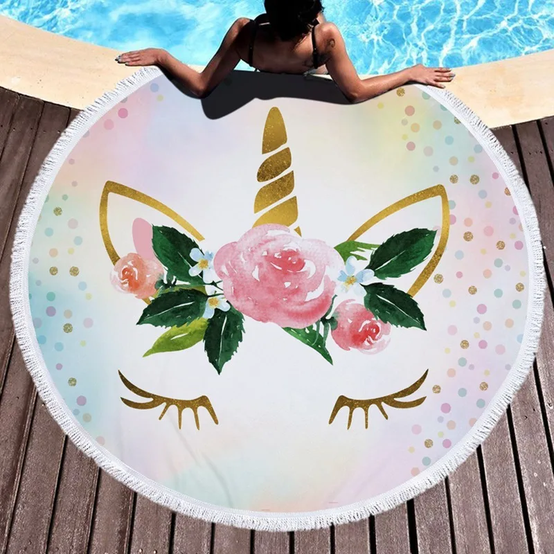 Unicorn-Bohemian-Mandala-Beach-Tapestry-Hippie-Sunshine-Throw-Towel-Blanket-Superfine-Fiber-Summer-Boutique-Round-Beach (3)