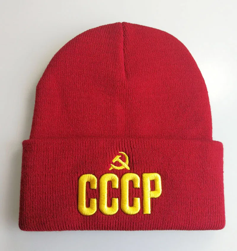 Новая мода зима русский логотип CCCP трехмерная вышивка шерстяная шапка мужская уличная для верховой езды теплая вязаная шапка для мальчика повседневная шапочка