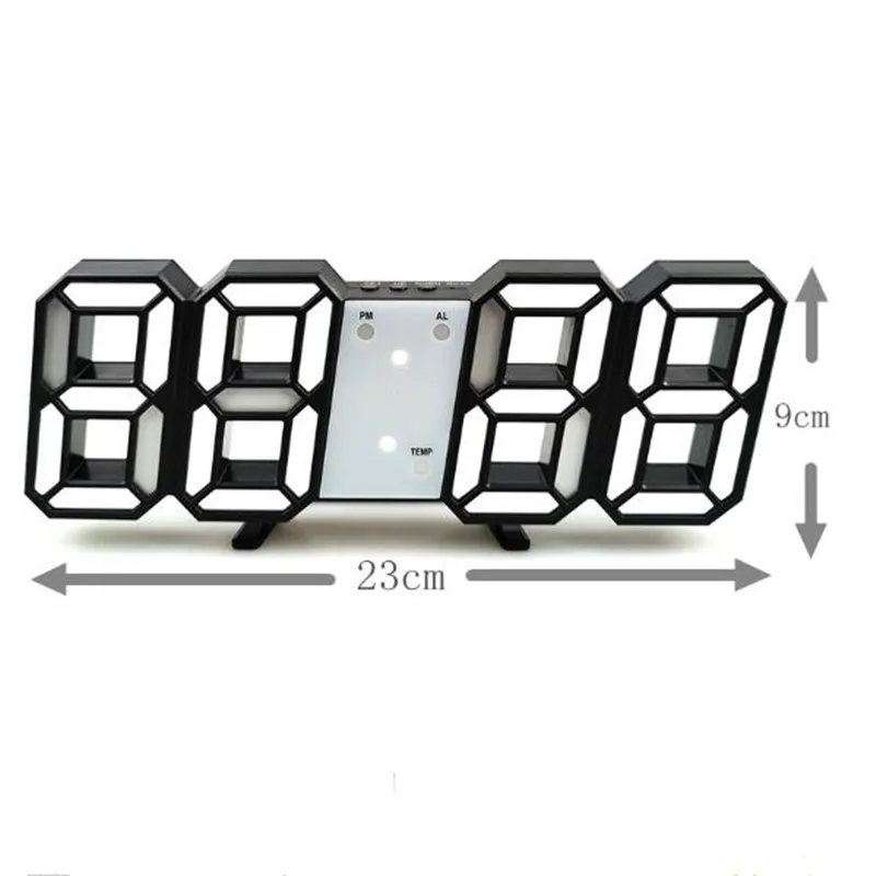 3D LED Digital Clock Wall Decor Glowing Night Mode 3 Alarms 12/24H For Living Room
