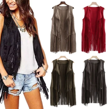 

Women's Fashion Tassel Vest Personalized Line Design Sleeveless Irregular Vest Cardigan (S/M/L/XL/2XL/3XL)