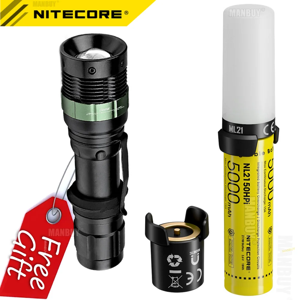 NITECORE 3 in1 21700 Intelligent Battery System NL2150HPi 5000mAh Rechargeable Battery+ MPB21 Powerbank+ML21 High CRI Flashlight