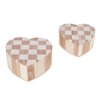 

Wooden Heart Jewelry Box DIY Storage Case Earrings Container Necklace Organizer