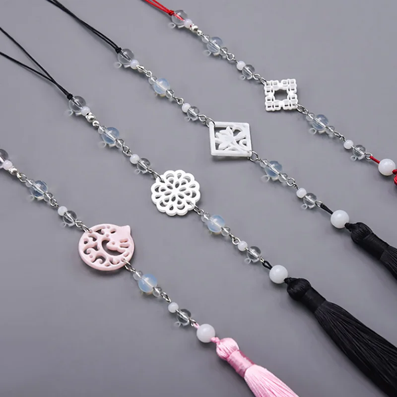 Chinese Hanfu Tassel Pendant Retro Waist Pendant Round Neck Robe Hanfu Palace Ribbon Rope Safety Buckle Waist Pendant Ornament