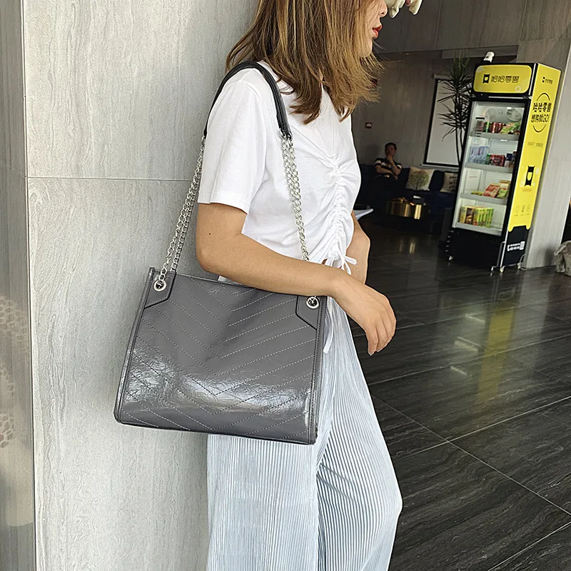 

Large Handbag Tote-Bag Crocodile-Pattern Shoulder Women's European Messenger-Bags Quality