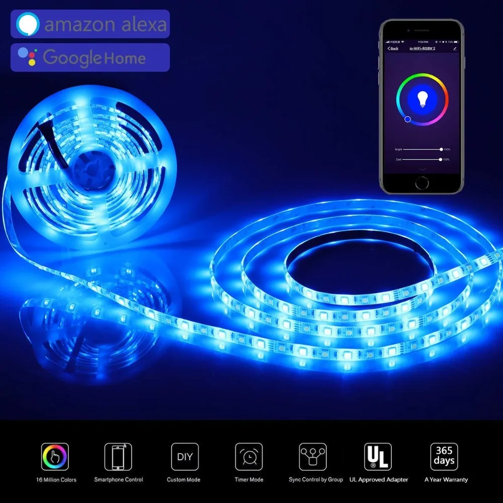 5 м 10 м 12 В мини wifi RGB/RGBW/RGBWW Светодиодная лента 5050 Led Гибкий свет водонепроницаемый Magic Home APP Alexa Google 24Key IR RGB полоса