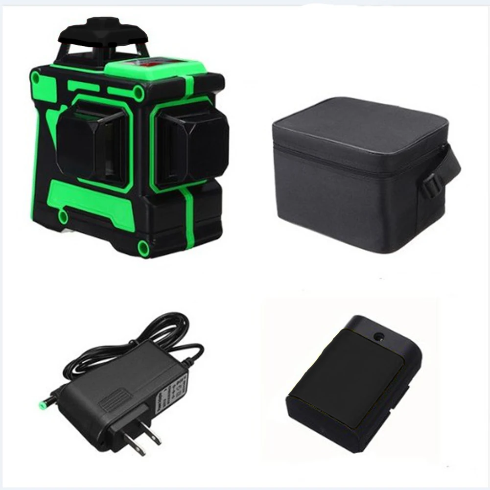 

12 Lines Professional Beam Horizontal Vertical Spirit Level Kit Aluminum Alloy Durable Measure 360 Degree Rotation USB Power