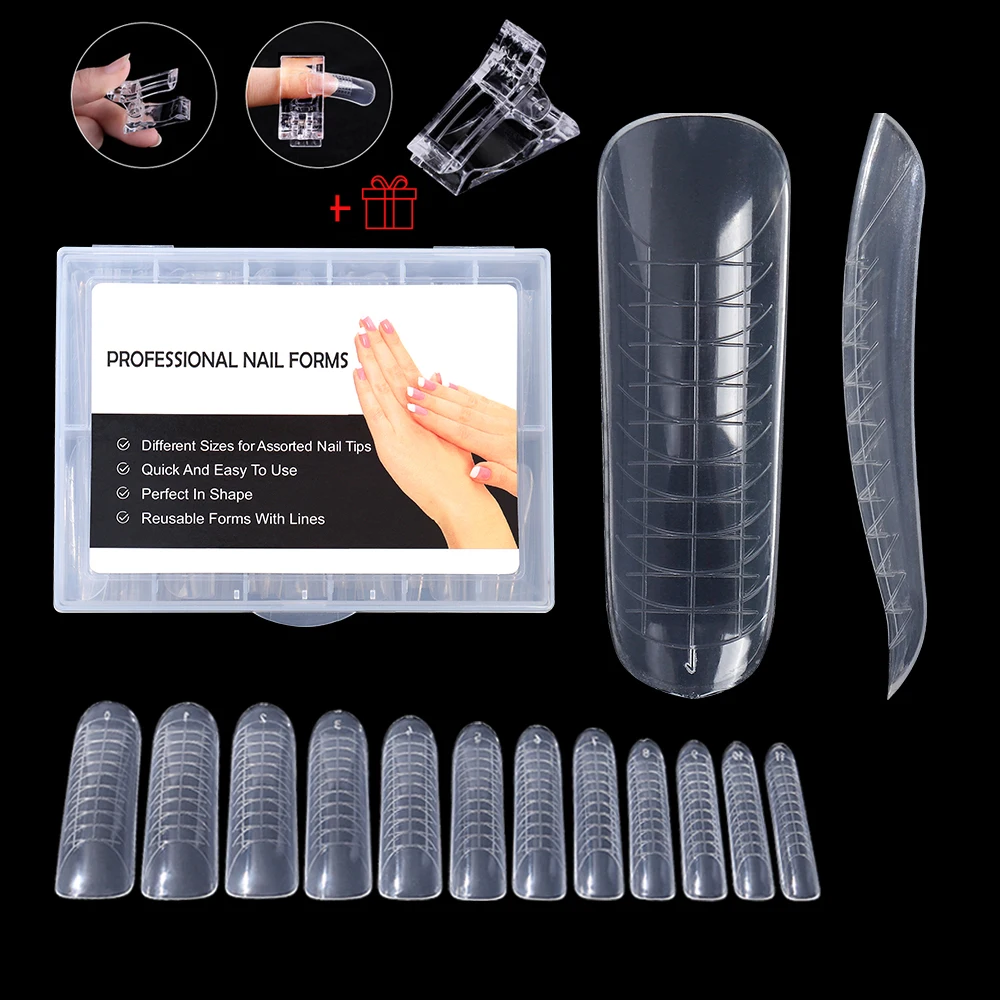 Enhanced Square Dual Forms for Quick Nail Extensions - Clear Top for Full Cover French Tips