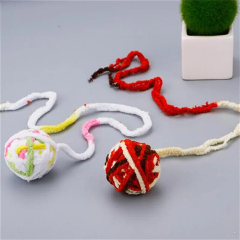 Игрушка для кошек, играющая в WoolBall, питомец, щенок, кошки, жевательные ловушки, игрушки, креативные Домашние животные, игрушка, мячик на веревочке, красочный шерстяной укус, мяч-пищалка, игрушки