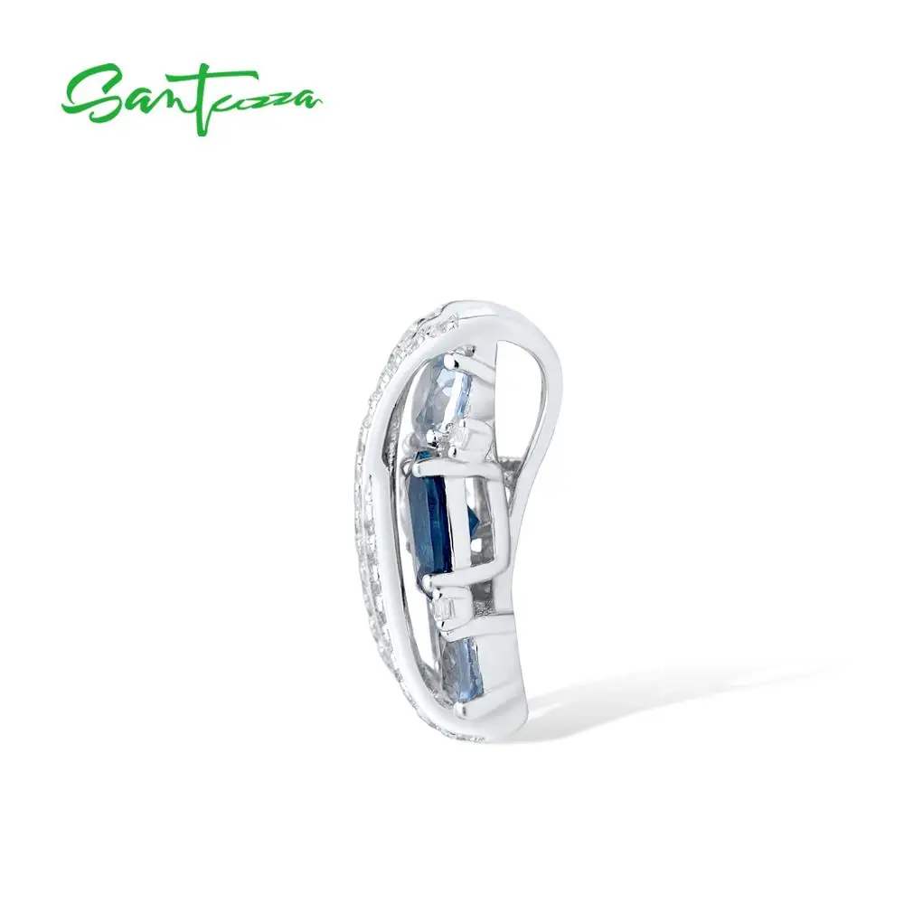Silver Pendant Silver Pendant for Women Pure 925 Sterling Silver Sparkling Blue Spinel White Cubic Zirconia Party Elegant Fine Jewelry