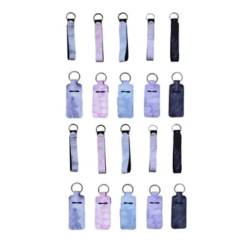

20 Pcs Chapstick Pouch Keychain Lipstick Holder Marble Printed Lipstick Cover