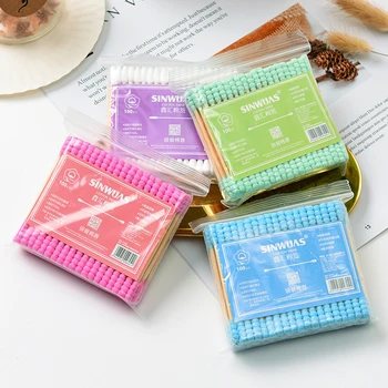 

Buy1Get1Free Colorful Double-ended Multi-purpose cosmetic Spiral cotton swabs Makeup removal take off 100pieces/pack