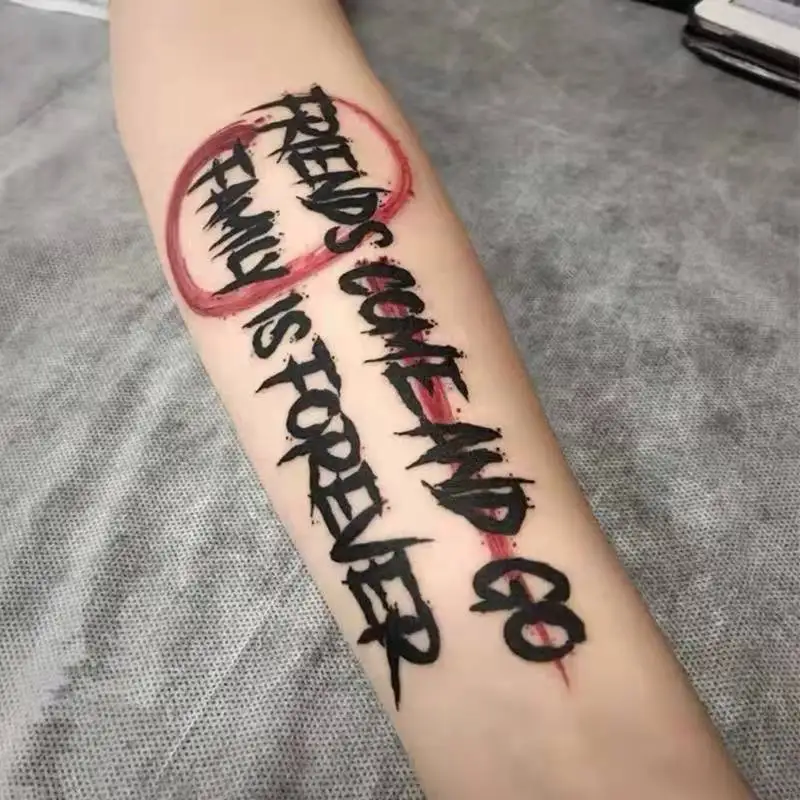 

European American Style English Alphabet Temporary Tattoo Stickers Couple Waterproof Black Cool Fake Tattoos Big Picture Tattoo