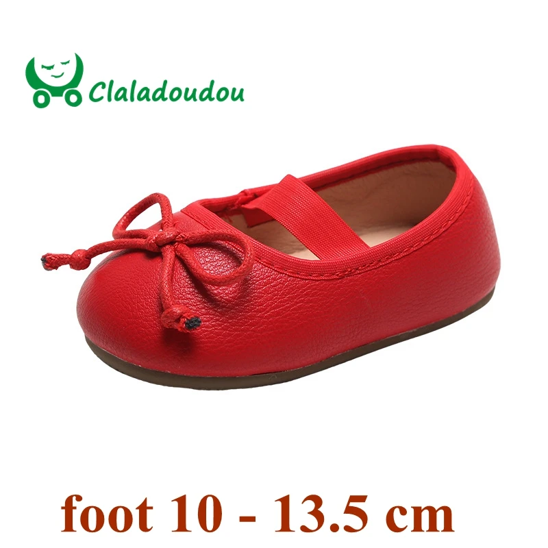 

Claladoudou 11.5-14.5cm Brand Infant Pu Leather Shoes Cute Butterfly Pure Round Toe Flats Shoes Autumn Baby Soft Princess Shoes