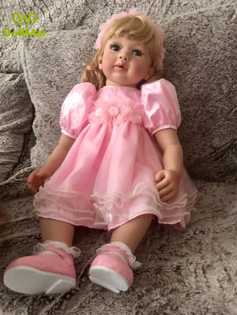 2" Большая Розовая кукла принцессы bebe reborn для маленьких девочек, Мягкая силиконовая виниловая кукла для новорожденных, куклы для детей в подарок