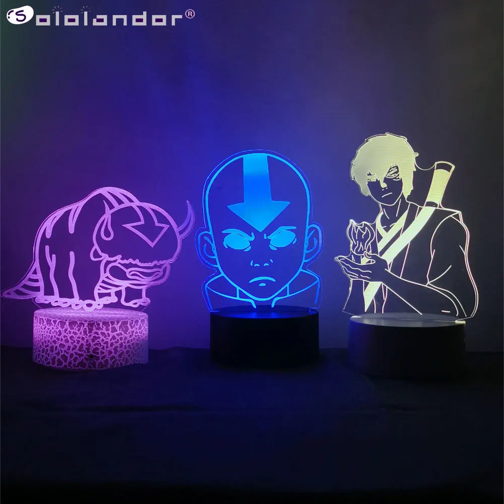 Acrylic 3d Lamp Avatar The Last Airbender For Kids Room Decor Table Night Light 