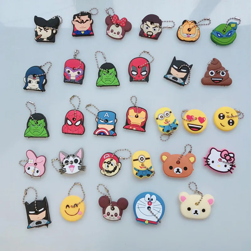 Key Holder Silicone Protective Key Case Cover 2pc For Keys Cute Creative PVC Soft Keychain Ornament Pendant Control Dust Cap