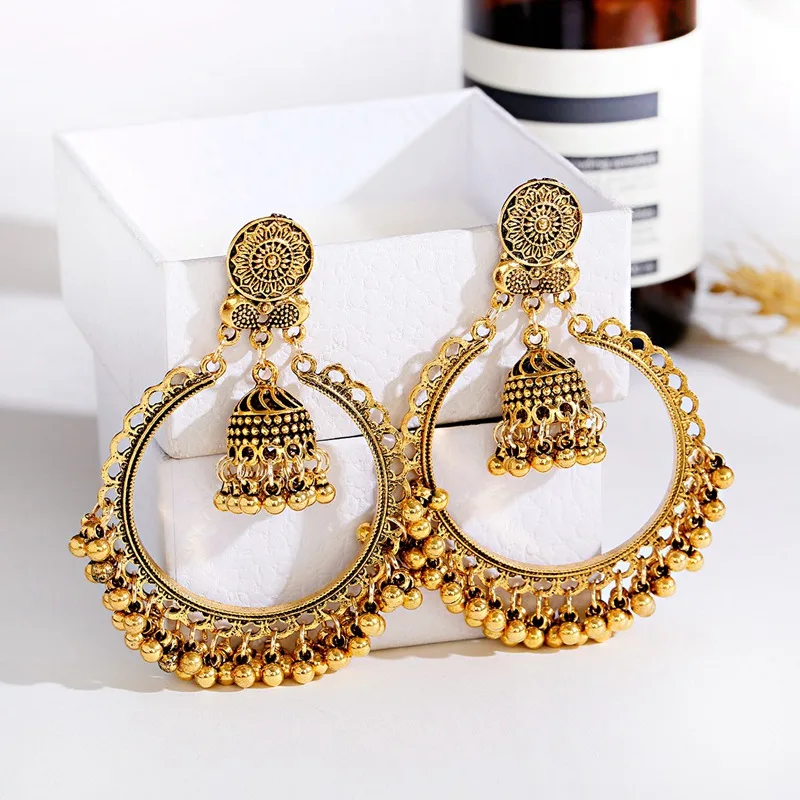 ZLING Orecchini da Donna Classici Color Argento Turchia Bijoux Orecchini Vintage con Fiori di Corful della Boemia Gioielli Indiani della tribù Etnica