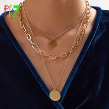 Necklaces Steampunk Coins Eye-Lock Gold Cuban F.J4Z Christmas-Dropship Multi-Layers Women