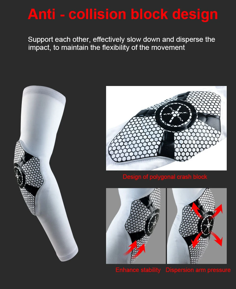 DAYSELECT 1PCS Shield Anti-collision Arm Guard Sports Safety Elbow Pads Arm Warmers Sports Arm Elbow Support Basketball Fitness
