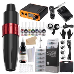 Professional High Quality Tattoo Machine Kit Rotary Tattoo Pen with Ink Power Supply Cartridge Needle Complete Tattoo Kit Artist