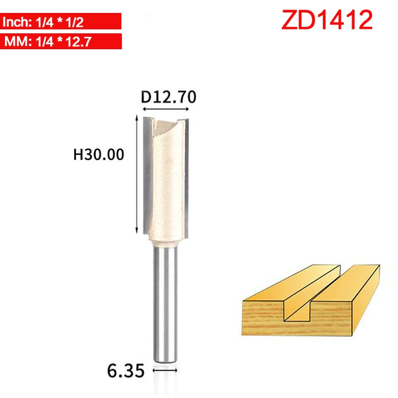 Tideway 1 шт. 1/" хвостовик 2 флейты прямые бит Деревообрабатывающие инструменты фрезы для дерева карбида вольфрама Концевая фреза - Длина режущей кромки: ZD1412