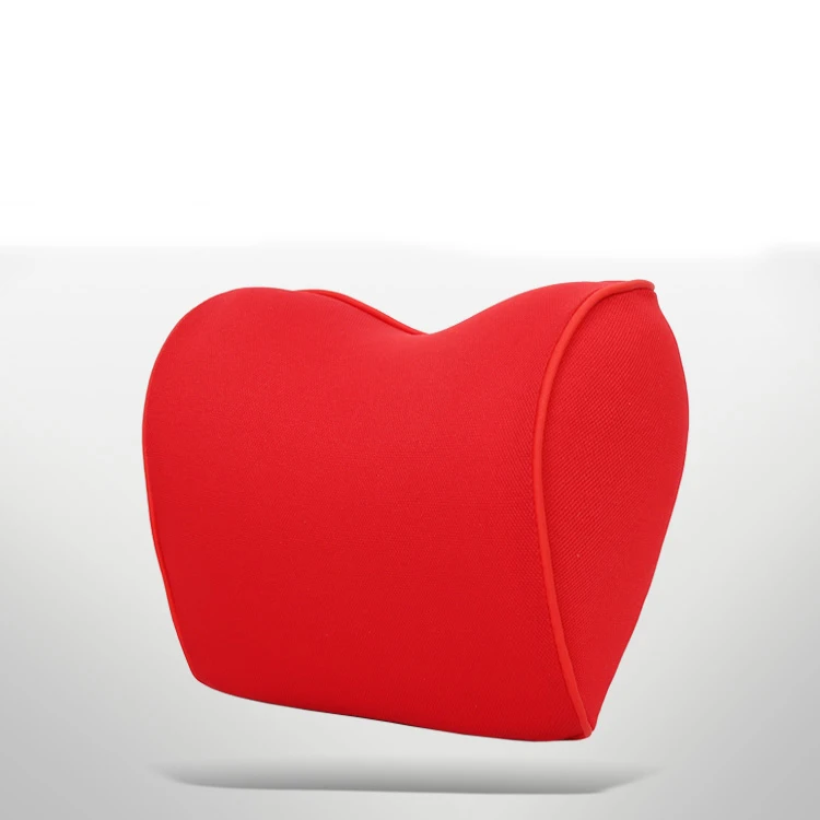 Lsrtw2017 Suede Leather Car Seat Headrest Lumbar Pillow Neck Protection Accessories - Color Name: headrest red