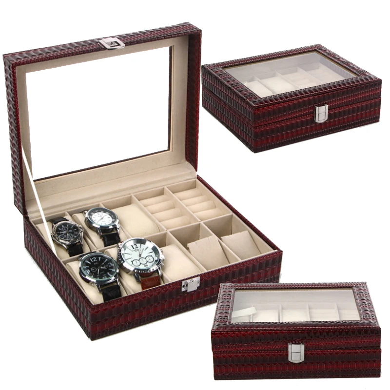 

8+2 Grids Handmade Watch Box Clock Box Time Box Watch Case for Watch Holding