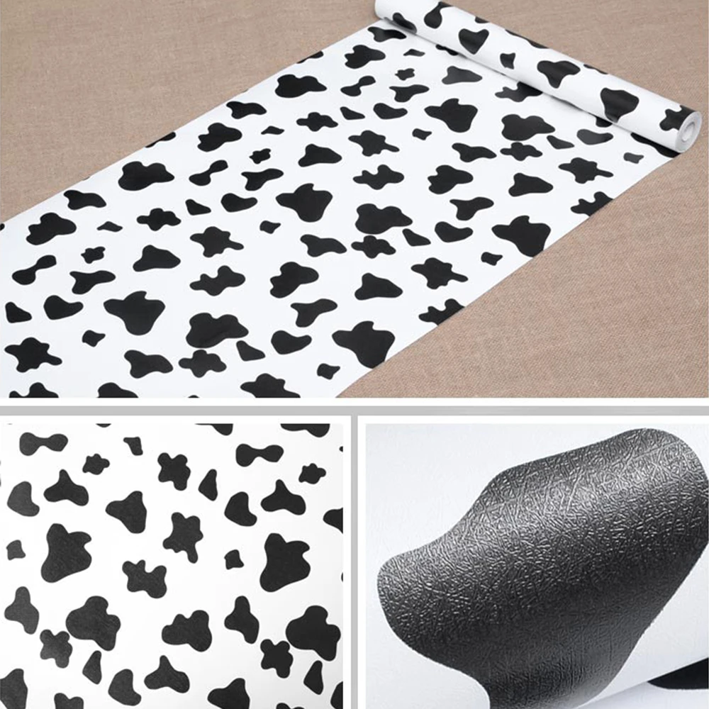 LIFAVOVY Removable Wall Paper Peel and Stick Wallpaper Cow Print Decorative  Self Adhesive Shelf Liner Roll 17.7 x 393