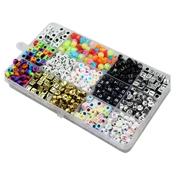 

1100 Pieces Colorful Acrylic Alphabet Letter "A-Z" Cube Beads For Jewelry Making, Bracelets, Necklaces, Key Chains
